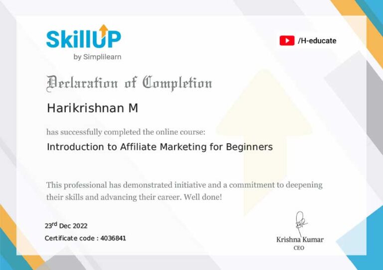 Affiliate-Certificate